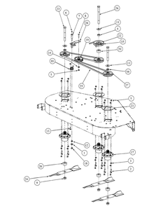 Fabricated Spindle Assembly Diagram and Parts List for HF1954 55AF3DAW150-WAM Cub Cadet Lawn Mower